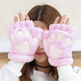 Găng tay len bao tay xỏ ngón lông thỏ giữ ấm cho nữ thời trang Hàn Quốc dona24010501