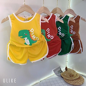 Bộ cotton đũi balo khủng long cho bé trai/ bộ sát nách cho bé trai