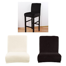 2pcs Dining Chair Cover Pub Bar Stool Slipcover for Wedding Banquet Black/Creamy