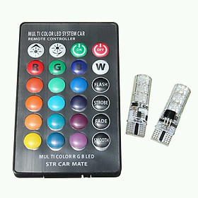 Đèn Led Xi-Nhan T10 2 bóng Đổi Màu Kèm Remote Cho Xe Máy 