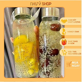 Mua Bộ 5 chai thủy tinh đựng nước có nắp bọc Inox  quai xách tiện dụng