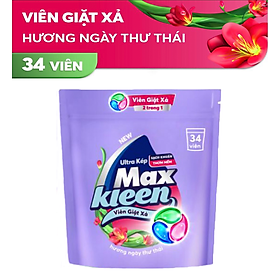 Viên Giặt Xả 2 trong 1 MaxKleen Công nghệ Ultra Kép đậm đặc - 34 viên túi