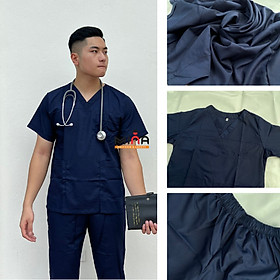 Bộ scrubs bác sĩ, quần áo y tế phẫu thuật, thẩm mỹ - Màu tím than - Vải non