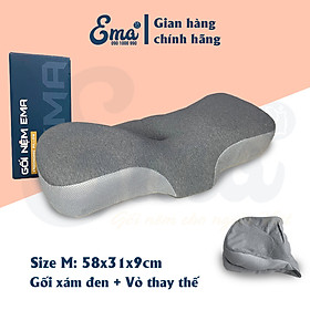 Gối cao su non công thái học chống đau vai ngáy, ngủ ngáy, hỗ trợ ngủ nhanh EMA- Thiết kế riêng biệt cho tư thế nằm ngửa và nằm nghiêng