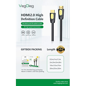 Cáp HDMI Vegieg 2.0 4K 60HZ 1,5M, 3M, 5M hàng chính hãng