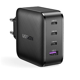 Hình ảnh Củ sạc 65W PD3.0 GaN màu đen 3C + 1A sạc siêu nhanh 4 cổng 3 x usb type C và 1 x A Ugreen 70774 CD224 Hàng chính hãng