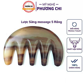 Lược sừng 5 răng thưa loại dày đẹp dùng massage ấn huyệt, lược chải tóc gỡ rối massage đầu | Mỹ Nghệ Phương Chi