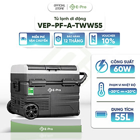 Mua  Hàng Chính Hãng  Tủ lạnh ô tô di động E-pro TWW55 - Làm đá siêu tốc - Có bánh xe kéo - Cắm trại hoặc sử dụng tại nhà
