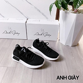 TT25 - Giày thể thao nữ siêu nhẹ chun lưới nâng đế 3p , 2 màu đen kem phù hợp đi tập , thể dục, đi chơi, du lịch
