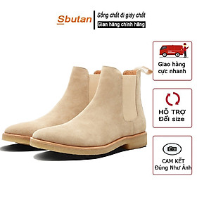 Giày Chelsea boots Lộn Tan Đế Đúc Nguyên Khối Bảo Hành 12 Tháng