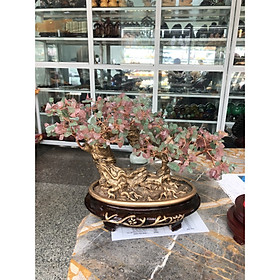 Mua Cây tài lộc bonsai phong thủy đá thạch anh dâu tây xanh và hồng - Cao 30 cm