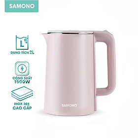 Mua Ấm đun siêu tốc SAMONO SW-EKP13 hai lớp chống nhiệt cao cấp hồng pastel ngọt ngào - Hàng chính hãng