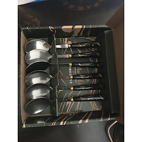 Mua Hộp 6 muỗng vân đá    inox  sang trọng   muỗng ăn decor trang trí bàn ăn