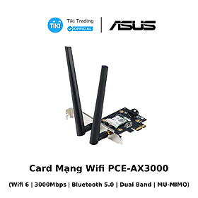 Card Mạng Không Dây Wifi Asus PCE-AX3000 WiFi 6 (802.11ax) Băng Tần Kép Bluetooth 5.0 Bảo Mật Mạng WPA3 OFDMA MU-MIMO - Hàng Chính Hãng