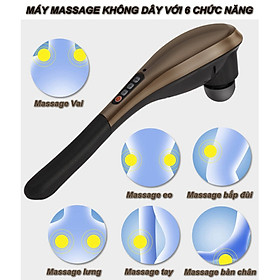 Máy massage không dây 6 đầu massage đa năng nguồn pin sạc 1800mAh