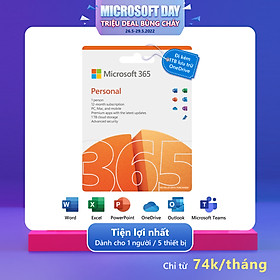 Phần mềm Microsoft 365 Personal English APAC EM Subscr 1YR Medialess P8 ( QQ2-01398 ) - Hàng Chính Hãng