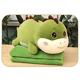 Mua GỐI MỀN 3 in 1 khủng long siêu cute  thun 4 chiều siêu mịn  bộ chăn gối văn phòng  gấu bông kèm mền GM76-KLongLuoi