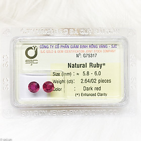 Cặp đá ruby tròn làm bông tai size 6ly 2.64ct 75317