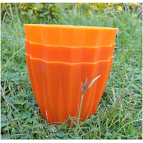 3 Chậu nhựa mini để bàn hình múi khế, KT:12x10 , chậu trồng xương rồng, sen đá, cây cảnh mini để bàn - Màu Cam