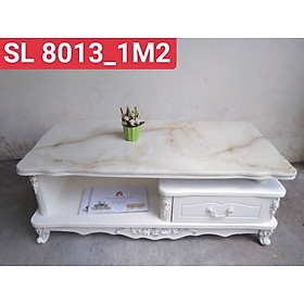 Bàn trà sofa Tundo mặt đá nhập khẩu màu trắng vân nâu