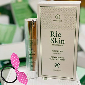 Kem Chống Nắng Da Mặt Ric Skin Suncreen Dưỡng Trắng, Mờ Nám, Tặng Cột Tóc Tai Thỏ Màu Ngẫu Nhiên