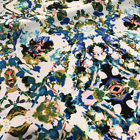 Mua Vải cát Hàn mềm mịn co giãn 2 chiều họa tiết kính vạn hoa xanh