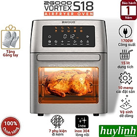 Mua Nồi chiên không dầu điện tử 2Good Vortex S18 - 15 lít - Tặng găng tay - 10 chức năng - Hàng chính hãng