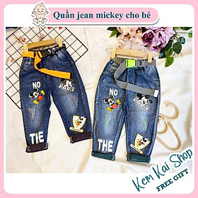 Quần jean cho bé hình mickey, chất bò mềm cho bé trai bé gái