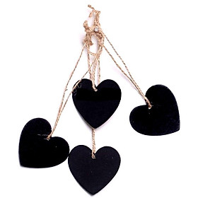 Hình ảnh 10 Pieces 6.5x6cm Wooden Heart Hanging Chalk Board Blackboard for Arts & Crafts, Table Numbering, Party Favors, Wedding Tags, Wood Signs, Gift Tags