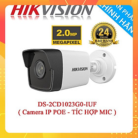 Camera IP Hikvision  Trụ 2MP DS-2CD1023G0-IUF tiêu chuẩn ngoài trời IP67, tích hợp mic trên camera - Hàng Chính Hãng 