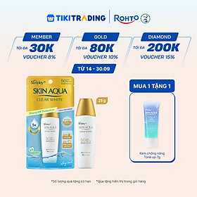 Kem chống nắng Skin Aqua dưỡng trắng, kiểm dầu, dùng hàng ngày dạng sữa Sunplay Skin Aqua Clear White Eco Việt Nam SPF50, PA++++ 25g