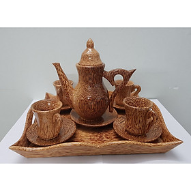 Bình trà cổ cao gỗ dừa