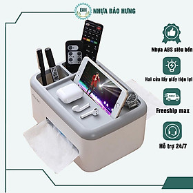 Mua Hộp khăn giấy để giấy ăn hai cửa lấy giấy tiện dụng chất liệu nhựa ABS siêu bền  có khe để điện thoại và đồ tiện lợi
