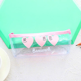 Hộp bút nhựa trong suốt Barbapapa hồng - nhiều mẫu