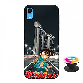 Ốp lưng nhựa dẻo dành cho iPhone XR in hình Conan - Tặng Popsocket in logo iCase - Hàng Chính Hãng