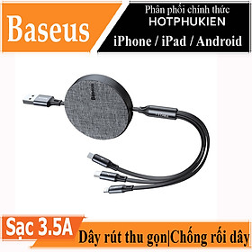 Dây cáp sạc nhanh 3.5A dây rút 3 đầu iPhone Type