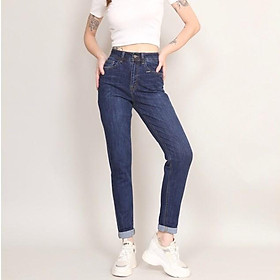 Quần Jean Nữ Baggy Boyfriend Trơn Cạp Lưng Cao co dãn CT Jeans