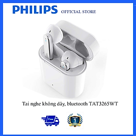 TAI NGHE KHÔNG DÂY PHILIPS TAT3265 EARPHONE. BLUETOOTH CÓ MIC TÍCH HỢP - CHỐNG TIA NƯỚC BẮN VÀ MỒ HÔI IPX4 -HÀNG CHÍNH HÃNG