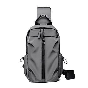 Túi đeo chéo Basic vải Polyester chống nước, tích hợp dây sạc USB unisex nam nữ phong cách thời trang - Đen