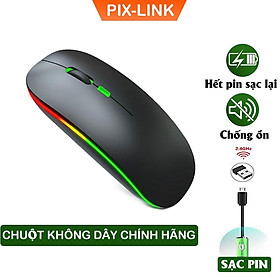 Chuột Không Dây PIX-LINK P402 Sạc Pin, Không Tiếng Click, Led Đổi Màu, DPI1600 - Hàng Chính Hãng