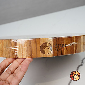 Thớt gỗ Teak Chef Studio cao cấp hình tròn 30x30x3.5 cm, cắt thái băm chặt, bền đẹp không mủn không mối mọt