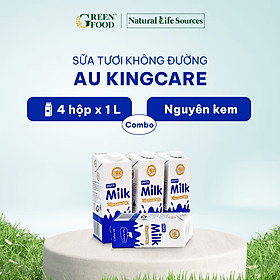 Combo 4 Hộp Sữa tươi tiệt trùng AU KingCare nguyên kem không đường | Hộp 1L - Nhập khẩu trực tiếp từ Úc