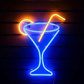 Dấu hiệu neon bằng ly cocktail LED Neon Dấu hiệu ánh sáng Đêm lớn cho phòng trang trí phòng ánh sáng Bar Pub Pub Shop Game Office Nhà hàng có dấu hiệu USB hoạt động (17 Hồi x 13))