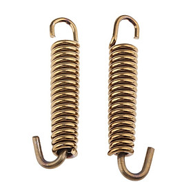 2Pcs 65mm Motorcycle Stainless Steel Exhaust Pipe Muffler Spring Hook Gold