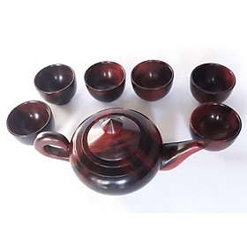 Mua Bộ ấm chén trà bằng gỗ trắc đỏ đen ( 1 Ấm + 6 chén gỗ trắc)