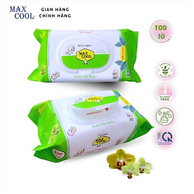 Combo 22 Gói Khăn Ướt Max Cool Không Hương (100 Tờ x 22) - Xanh