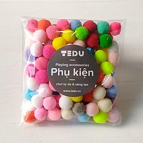 Pompom len 1,5cm chơi bột nặn đất nặn an toàn TEDU