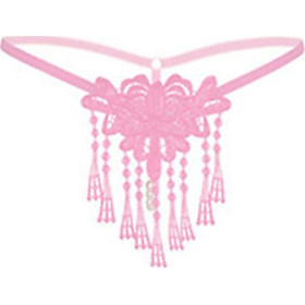 Quần lót nữ lọt khe phối ren két dây - Màu hồng