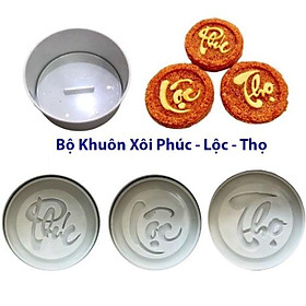 Bộ Khuôn Làm Xôi Phúc Lộc Thọ 5 Chi Tiết Bằng Chất Liệu Nhựa Chịu Nhiệt, Khuôn Làm Bánh Phúc Lộc Thọ