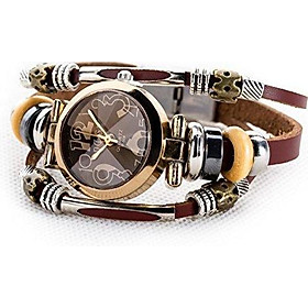 Women's Lady's Girl's Fashion Wrist Bracelet Watch with Genuine Leather Band Gift